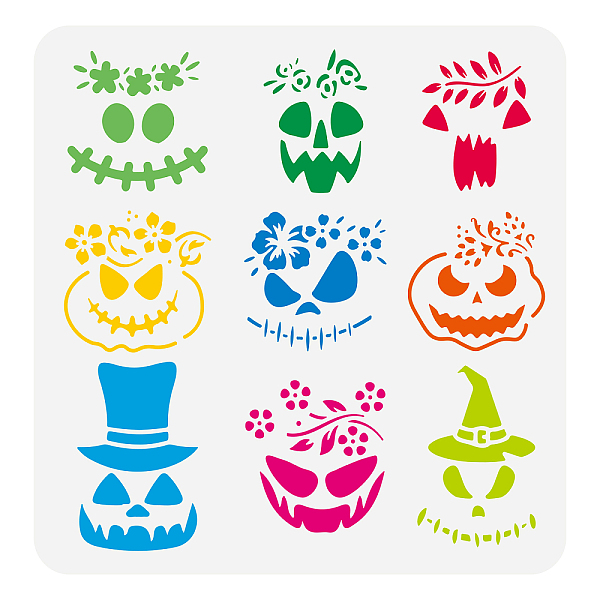 

PandaHall PET Hollow Out Drawing Painting Stencils, for DIY Scrapbook, Photo Album, Halloween Themed Pattern, 30x30cm Plastic Pumpkin