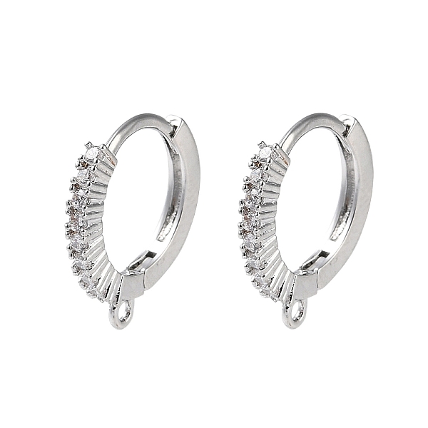 

PandaHall Brass Micro Pave Cubic Zirconia Hoop Earrings Findings, Ring, Real Platinum Plated, 13.5x12.5x1.5mm, Hole: 1mm, Pin: 0.7mm...