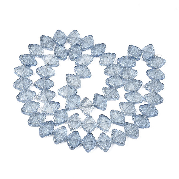 

PandaHall Electroplate Glass Beads Strand, Pearl Luster Plated, Rhombus with Chinese Auspicious Cloud Pattern, Aqua, 11~12x15.5x4.5mm, Hole..., Cyan