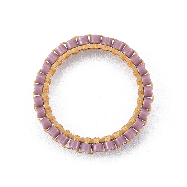 

PandaHall MIYUKI & TOHO Handmade Japanese Seed Beads, with Golden Plated 304 Stainless Steel Link Rings, Loom Pattern, Ring/Circle, Rosy..., Brown