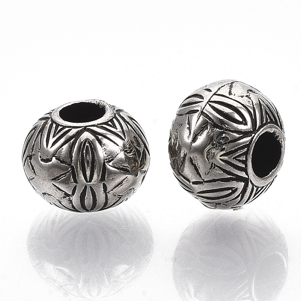 

PandaHall CCB Plastic European Beads, Large Hole Beads, Rondelle with Textured, Antique Silver, 10x8mm, Hole: 4mm, about 1000pcs/500g...