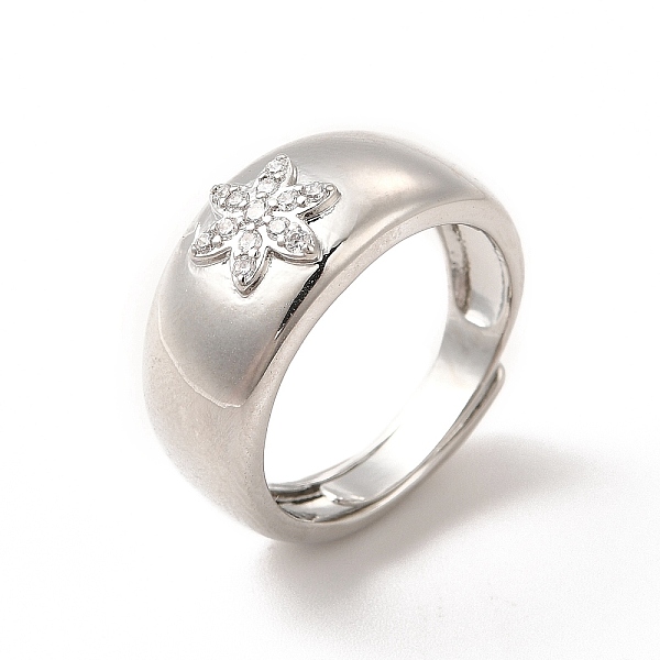 

PandaHall Clear Cubic Zirconia Flower Adjustable Ring, Rack Plating Brass Jewelry for Women, Long-Lasting Plated, Cadmium Free & Lead Free...