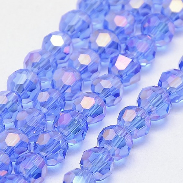 

PandaHall Electroplate Glass Beads Strands, AB Color, Faceted(32 Facets), Round, Cornflower Blue, 8mm, Hole: 1mm, about 65~67pcs/strand...