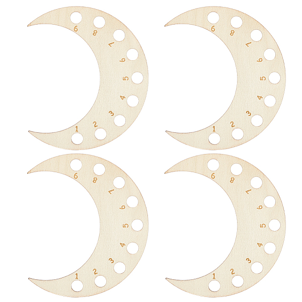 

PandaHall Wooden Thread Winding Boards, Floss Bobbin, Thread Organizer Card for Cross-Stitch, Moon, 99x83x3mm, Hole: 8mm Wood Moon Gold