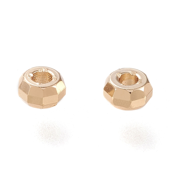 

PandaHall Brass Spacer Beads, Long-Lasting Plated, Faceted Rondelle, Real 18K Gold Plated, 3.5x2mm, Hole: 1.4mm Brass Rondelle