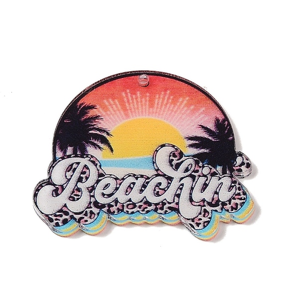 

PandaHall Printed Transparent Acrylic Pendants, Sun, 40x34x2mm, Hole: 1.4mm Acrylic Sun Red
