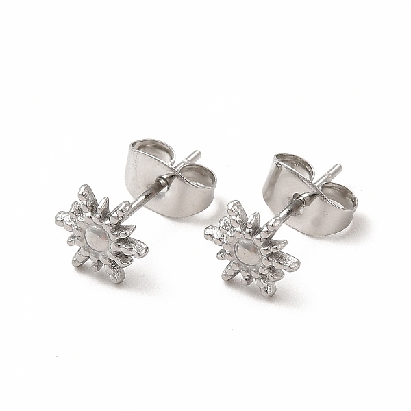 

PandaHall 304 Stainless Steel Sun Stud Earrings for Women, Stainless Steel Color, 7x6mm, Pin: 0.7mm 304 Stainless Steel Sun