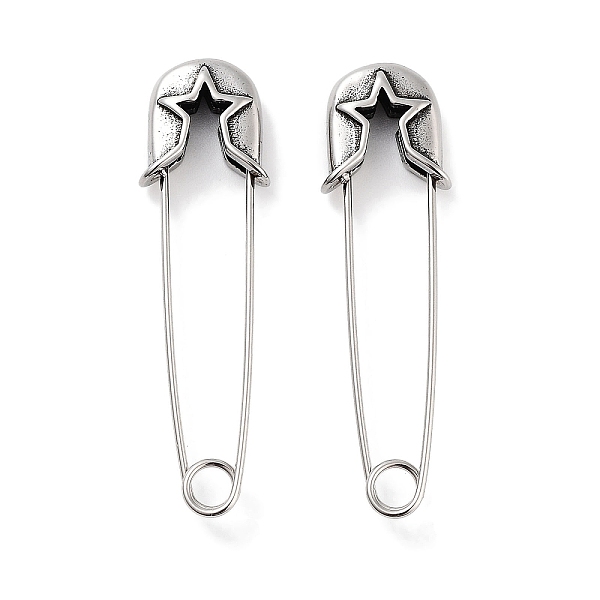 

PandaHall Star 316 Surgical Stainless Steel Safety Pin Hoop Earrings for Women, Antique Silver, 42x4x11.8mm 316 Surgical Stainless Steel...