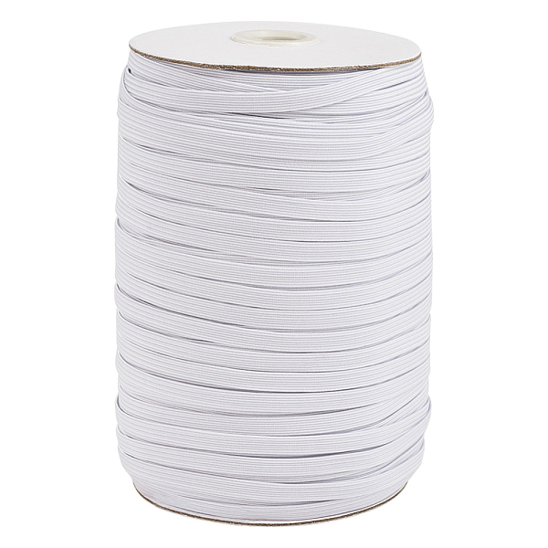PandaHall 1/8 inch Flat Braided Elastic Rope Cord, Heavy Stretch Knit Elastic with Spool, White, 3mm, about 180~200yards/roll(540~600...