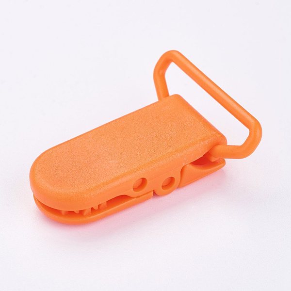 

PandaHall Eco-Friendly Plastic Baby Pacifier Holder Clip, Dark Orange, 43x31x9mm Plastic Orange