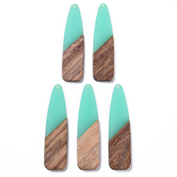 

PandaHall Resin & Walnut Wood Big Pendants, Two Tone, Teardrop, Aquamarine, 66~66.5x17x3~3.5mm, Hole: 1.6mm Resin+Wood Teardrop Green