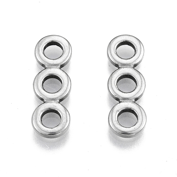 

PandaHall 201 Stainless Steel Multi-Strand Links, Spacer Bars, Triple Ring, Stainless Steel Color, 22x7x2mm, Hole: 3.5mm Stainless...