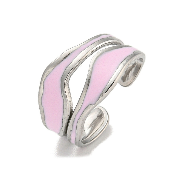 

PandaHall 304 Stainless Steel Finger Ring, with Enamel, Stainless Steel Color, Adjustable 304 Stainless Steel
