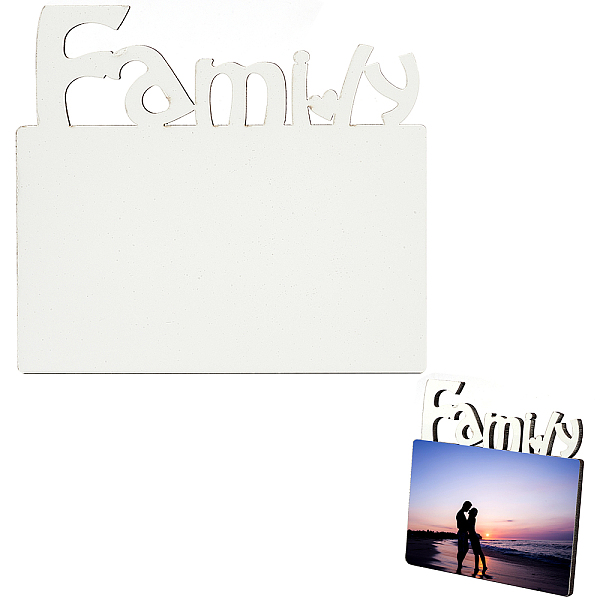 PandaHall Sublimation MDF Blanks Photo Frame, for Transfer Heat Press Printing Crafts, Rectangle with Word Family, White, Photo Frame...
