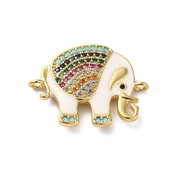 

PandaHall Rack Plating Brass Pave Cubic Zirconia Enamel Connector Charms, Elephant Links, Lead Free & Cadmium Free, Real 18K Gold Plated..., White