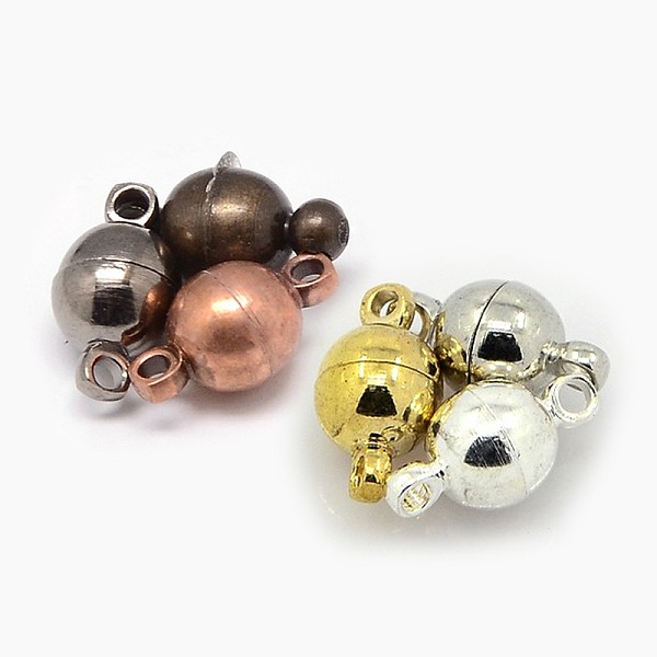 

PandaHall Round Brass Magnetic Clasps with Loops, Mixed Color, 11.5x6mm, Hole: 1.2mm Brass Round