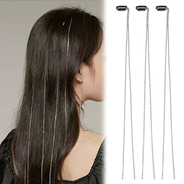 

PandaHall HOBBIESAY 2 Bags 2 Styles Iron Snap Hair Clips, with Alloy Rhinestone Hair Extension Chain, Hair Accessories for Woman Girl..., Clear