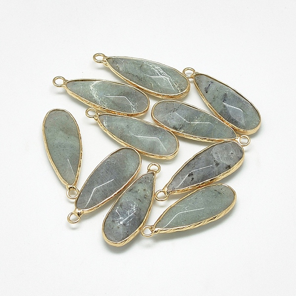 

PandaHall Natural Labradorite Pendants, with Golden Tone Brass Findings, Faceted, Teardrop, 32x11.5x6mm, Hole: 2mm Labradorite Teardrop