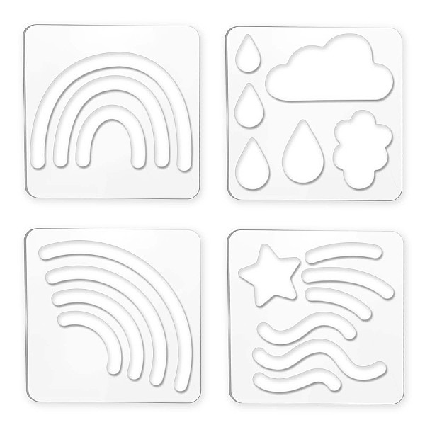 

PandaHall Acrylic Earring Handwork Template, Card Leather Cutting Stencils, Square, Clear, Weather Pattern, 152x152x4mm, 4 styles, 1pc/style...