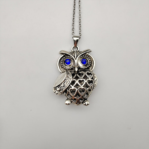 

PandaHall Owl Pendant Necklaces for Women Men Alloy Blue