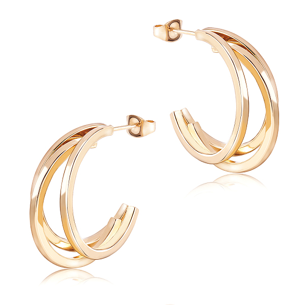 

PandaHall Titanium Steel Multi Layered Claw Stud Earrings for Women, Golden, 26x25x11mm, Pin: 0.7mm Titanium Steel Arch
