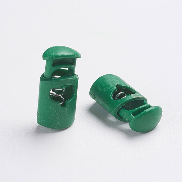 

PandaHall Plastic Spring Cord Locks, 1-Hole, Dark Green, 27~28x14x9mm, Hole: 3x7.5mm Plastic Green