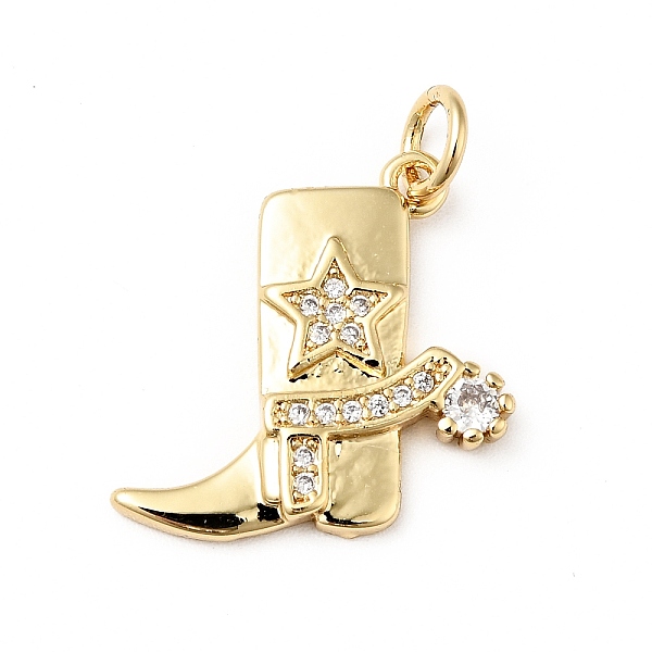 

PandaHall Rack Plating Brass Micro Pave Clear Cubic Zirconia Pendants, with Jump Ring, Cadmium Free & Lead Free, Boots, Real 18K Gold Plated...