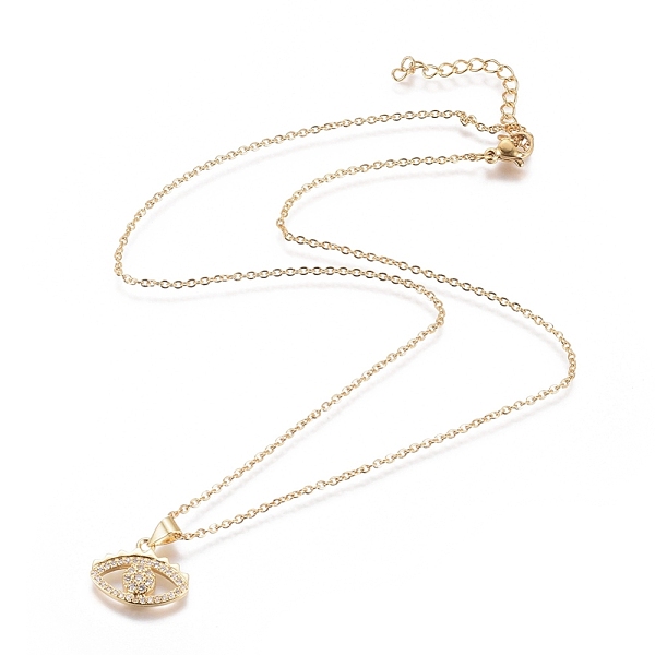 

PandaHall Brass Micro Pave Cubic Zirconia Pendant Necklaces, with 304 Stainless Steel Cable Chains and Lobster Claw Clasps, Eye, Clear...