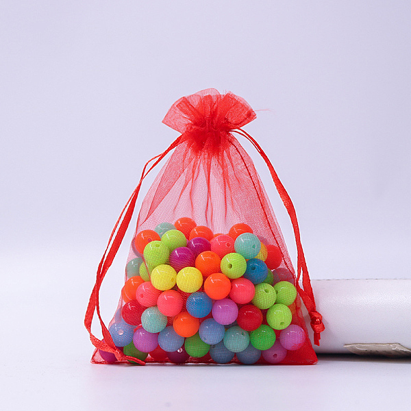 

PandaHall Rectangle Organza Drawstring Bags, Red, 10x8cm Organza Rectangle Red