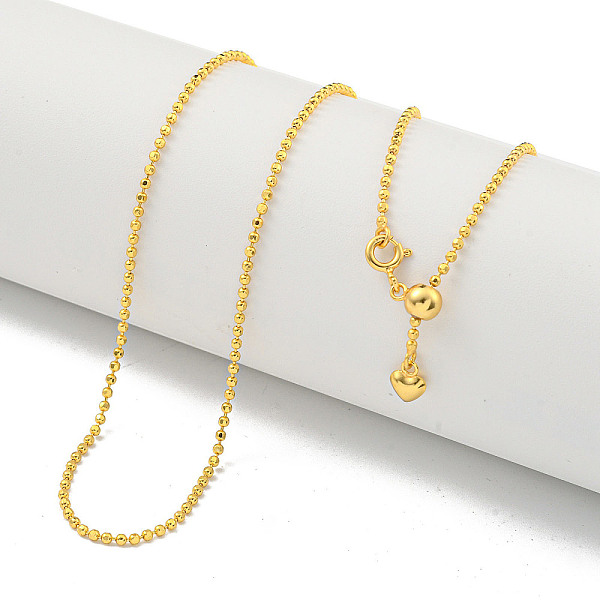 

PandaHall Heart 925 Sterling Silver Ball Chain Necklaces, Real 18K Gold Plated, 19.80 inch(50.3cm) Sterling Silver