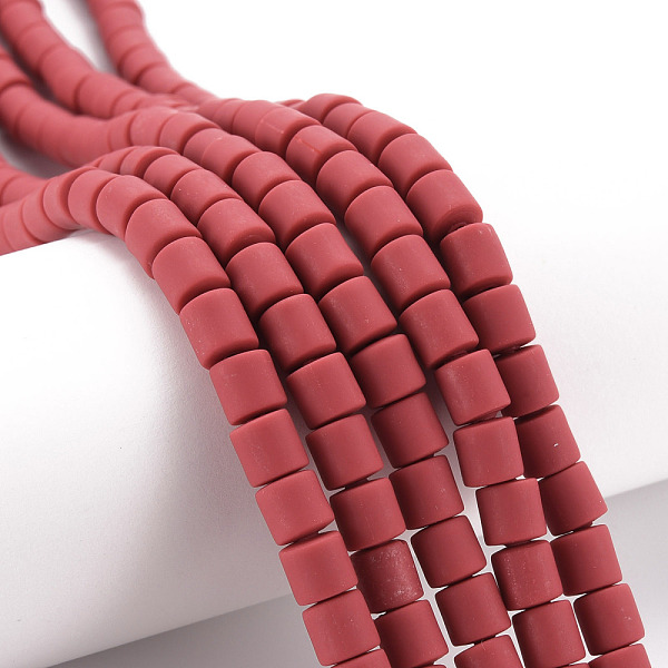 

PandaHall Polymer Clay Bead Strands, Column, FireBrick, 5~7x6mm, Hole: 1.5~2mm, about 61~69pcs/strand, 15.74 inch Polymer Clay Column Red