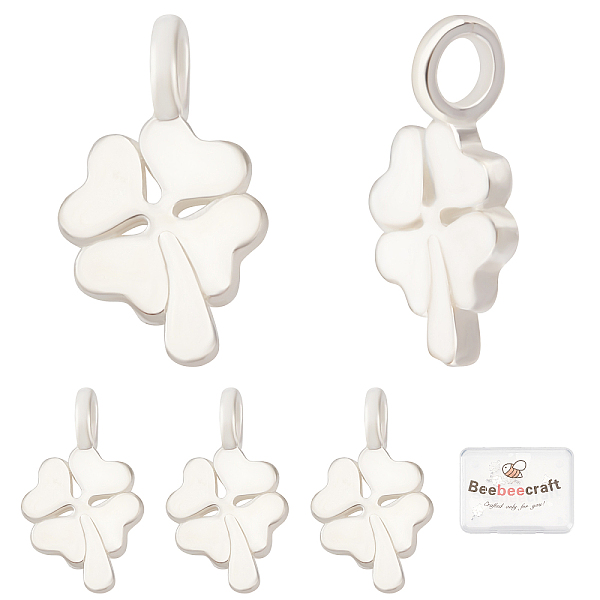 

PandaHall Beebeecraft 5Pcs/Box Four Leaf Clover Charms 925 Sterling Silver Good Luck Charm St. Patrick's Day Shamrock Charms Pendants for...