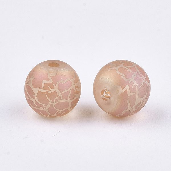 

PandaHall Electroplate Glass Beads, Frosted, Round with Pattern, Dark Salmon, 8~8.5mm, Hole: 1.5mm Glass Others Red
