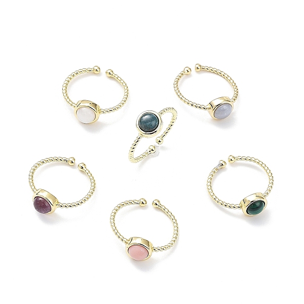

PandaHall Natural Gemstone Cuff Rings, Rack Plating Brass Open Rings for Women, Golden, 1.5~2.5mm, Inner Diameter: 18mm Mixed Stone