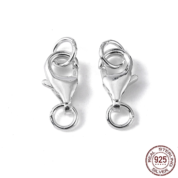 

PandaHall 925 Sterling Silver Lobster Claw Clasps, with Jump Rings, Silver, 9x6x2.5mm, Hole: 3mm and 4mm Sterling Silver Others