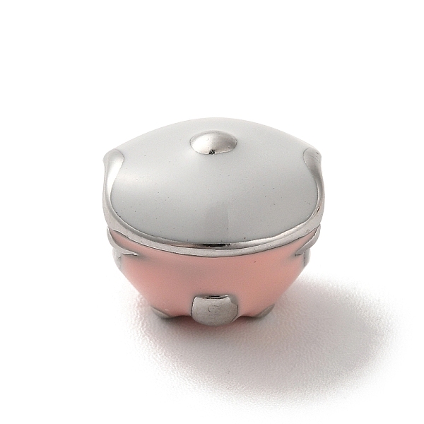 

PandaHall 304 Stainless Steel Enamel European Beads, Large Hole Beads, Rice Cooker, Stainless Steel Color, 10x11x10.5mm, Hole: 4.5mm..., Pink