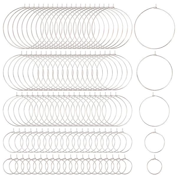 

PandaHall UNICRAFTALE 120pcs 6 Sizes 15.5/20/25/30/35/40mm Wine Glass Charms Rings 304 Stainless Steel Hoop Earring Findings 0.7mm Pin DIY...