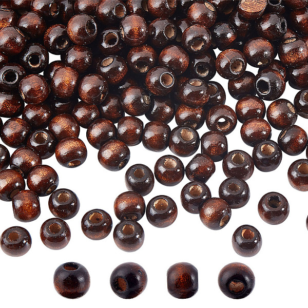 

PandaHall GOMAKERER Dyed Natural Wood Beads, Round, Lead Free, Coconut Brown, 10x9mm, Hole: 3mm, 300pcs Maple Wood Round