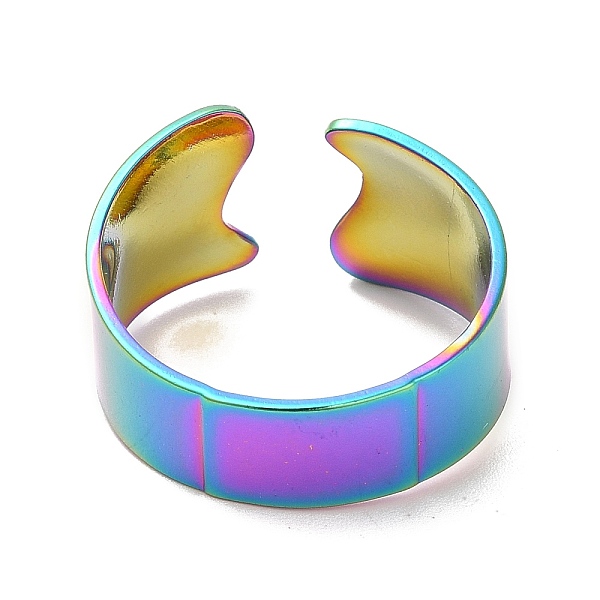

PandaHall Ion Plating(IP) 304 Stainless Steel Plain Open Cuff Ring for Women, Rainbow Color, US Size 8 1/2(18.5mm) 304 Stainless Steel