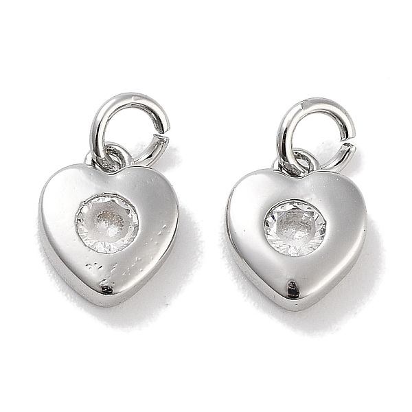

PandaHall Brass Micro Pave Cubic Zirconia Charms, with Jump Ring, Heart, Platinum, Clear, 8x6.5x2.5mm, Hole: 2.5mm Brass+Cubic Zirconia...