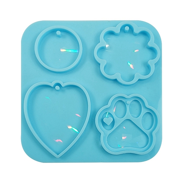 

PandaHall DIY Holographic Effect Pendant Silicone Molds, Resin Casting Molds, Round/Flower/Paw Print, Dark Turquoise, 189x177mm Silicone...