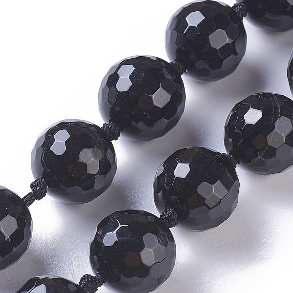 

PandaHall Natural Black Agate Beads Strands, Faceted, Round, 18~18.5mm, Hole: 2mm, about 20pcs/strand, 17 inch(43cm) Natural Agate Round...