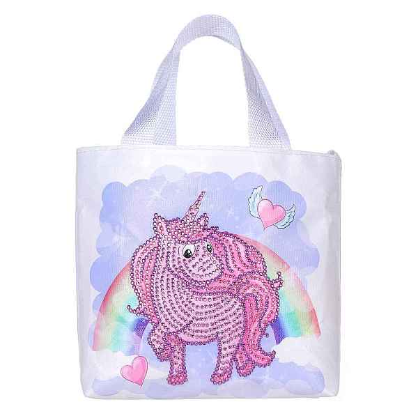 PandaHall Unicorn Pattern DIY Diamond Painting Handbag Kits, Including Resin Rhinestones Bag, Diamond Sticky Pen, Tray Plate and Glue Clay...