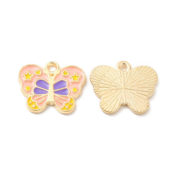 

PandaHall Light Gold Plated Alloy Pendants, with Enamel, Butterfly Charm, Misty Rose, 14x17x1.5mm, Hole: 1.6mm Alloy+Enamel Butterfly