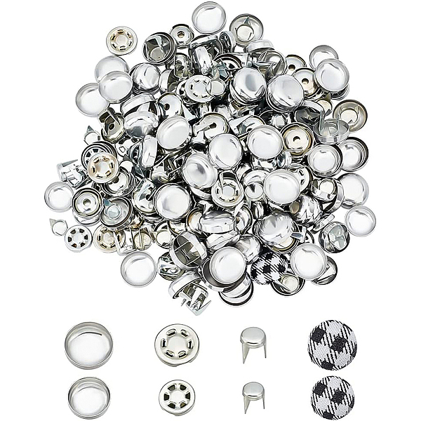 

PandaHall BENECREAT 120 Sets Aluminum Cap Top Cover Buttons Fabric Clothing Crafts Replacement for DIY Sewing Hat Clothing Making...