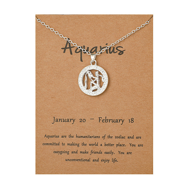 

PandaHall Alloy Constellation Pendant Necklaces, Platinum, Aquarius, 17.13 inch(43.5cm) Alloy Aquarius