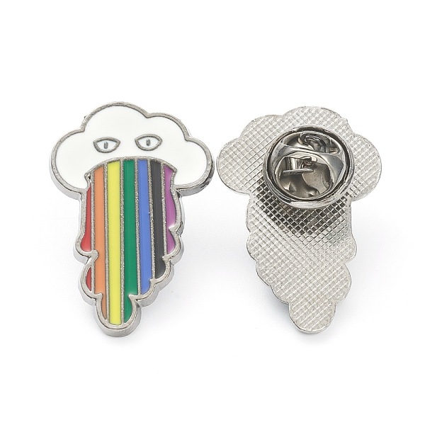 

PandaHall Alloy Enamel Brooches, Enamel Pin, with Butterfly Clutches, Cloud with Rainbow, Platinum, Colorful, 31x21x10mm Alloy+Enamel Cloud