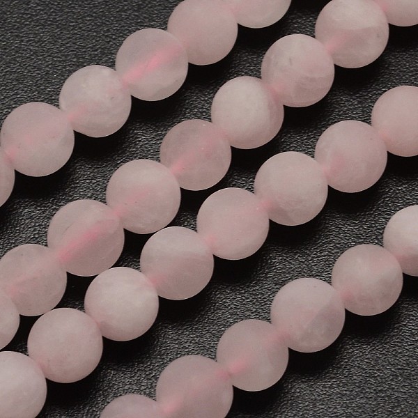 

PandaHall Natural Rose Quartz Beads Strands, Frosted, Round, 10mm, Hole: 1mm, about 38pcs/strand, 14.9 inch Rose Quartz Round Pink