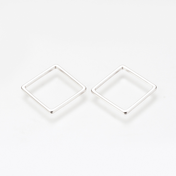 

PandaHall Brass Linking Rings, Nickel Free, Real Platinum Plated, Rhombus, 20x20x1mm, Side Length: 15mm Brass Rhombus