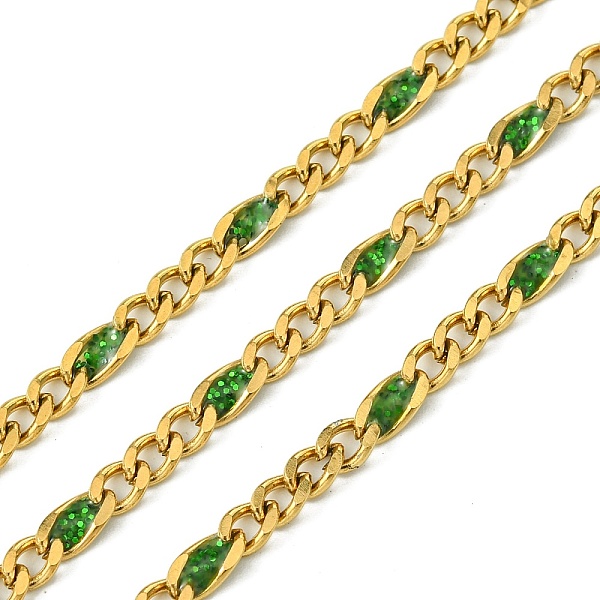 

PandaHall Ion Plating(IP) 304 Stainless Steel Enamel Chains, Soldered, with Spool, Green, 11x3x1.5mm 304 Stainless Steel Green